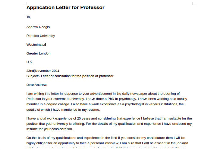 application-letter-for-professor