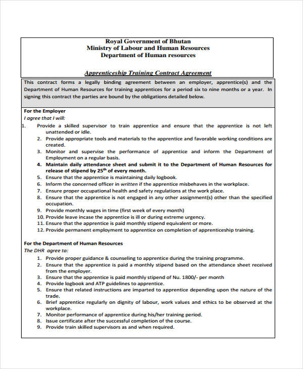 apprenticeship contract