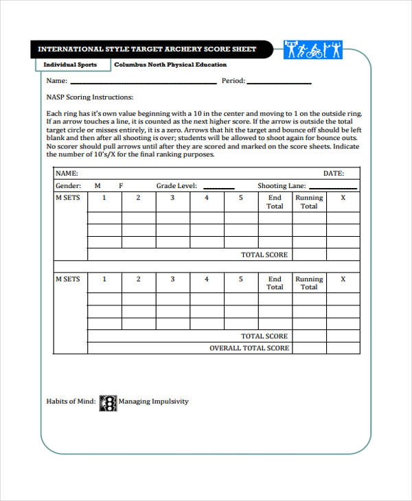 14+ Score Sheet Templates - Free Samples, Examples Format Download