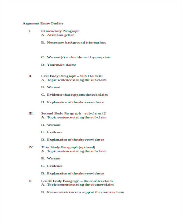 compare and contrast essay outline template