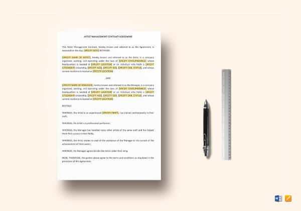 artist management contract template