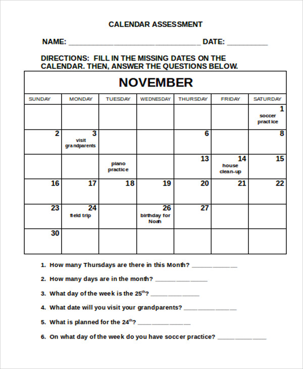Assessment Calendar Templates - 9+ Free Word, PDF Format Download