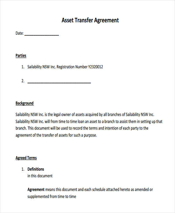 Free Business Transfer Agreement Template Best Template Ideas