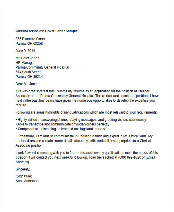 14+ Clerical Cover Letter Templates Sample, Example Format Download