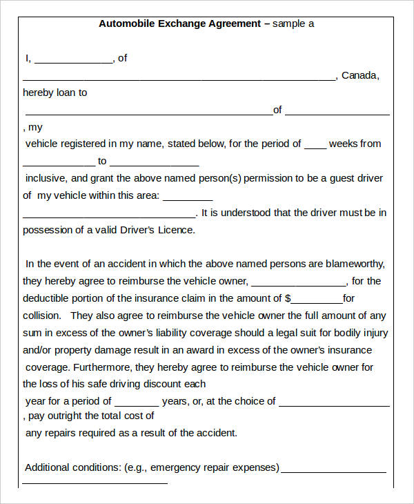 Exchange Agreement Template 15  Free Word PDF Format Download