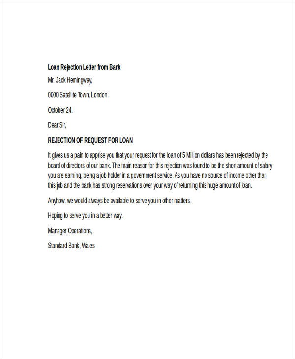 Professional Rejection Letter 10 Free Word Pdf Format Download