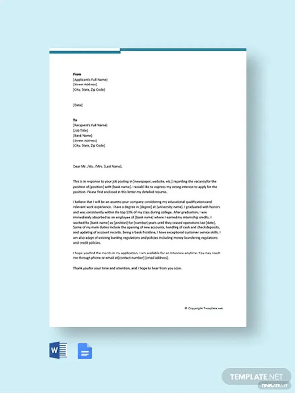 Banking Cover Letter 15 Free Word Pdf Format Download Free And Premium Templates 0530