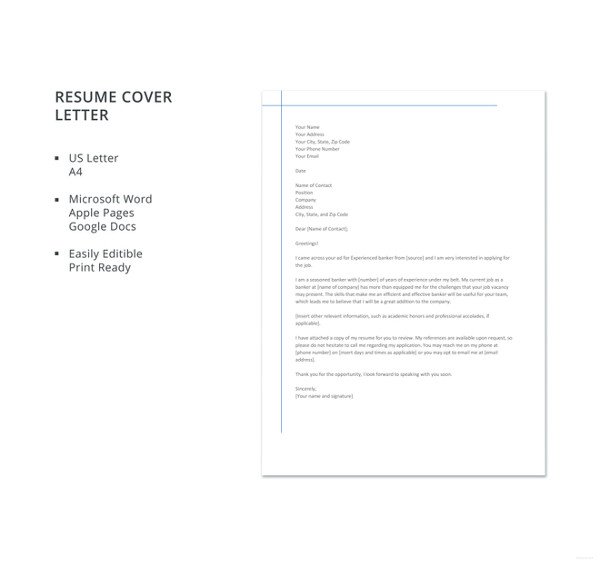 cover letter bank sample