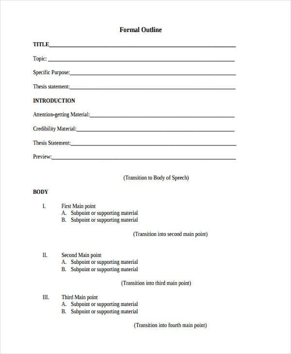 7 Formal Outline Templates Free Sample, Example Format Download