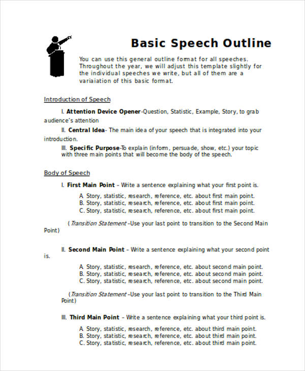 Speech Outline Template Word