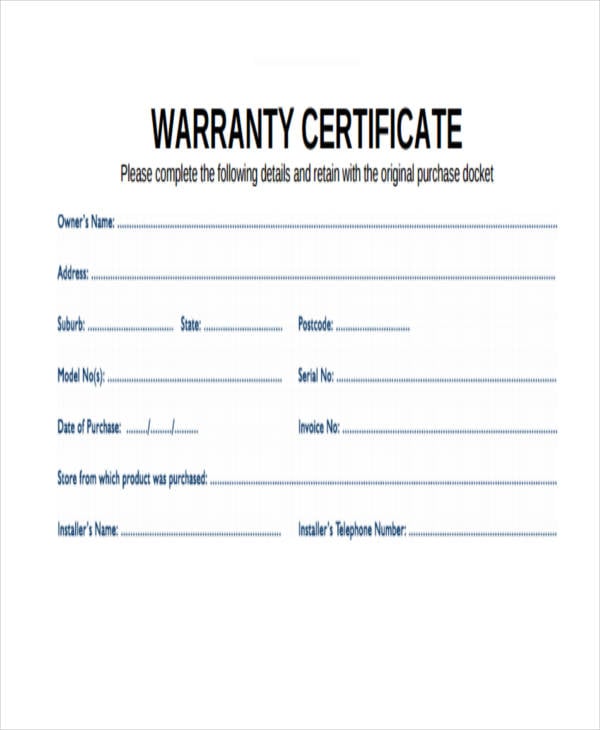 basic warranty certificate