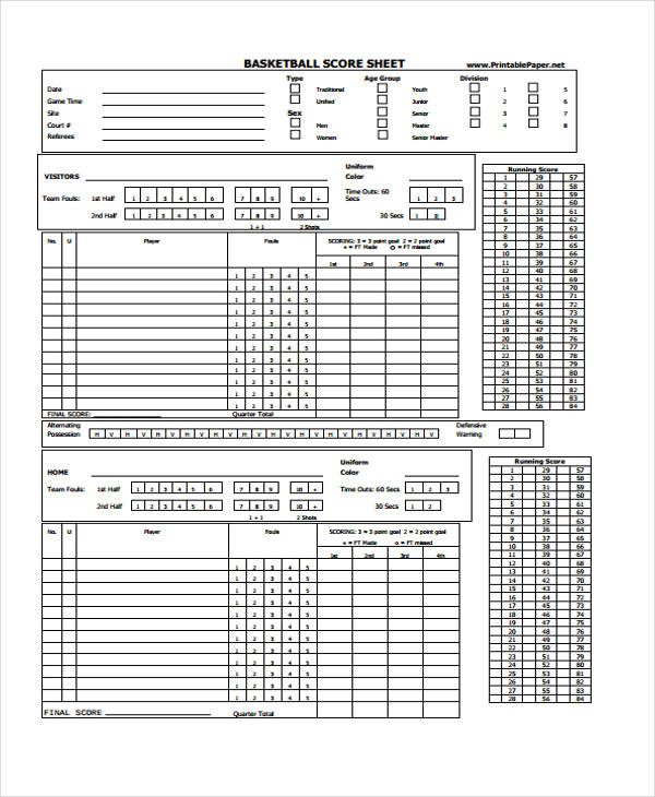 14+ Score Sheet Templates - Free Samples, Examples Format Download