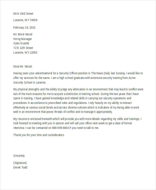 Security Guard Cover Letter 9 Free Word Pdf Format Download Free Premium Templates