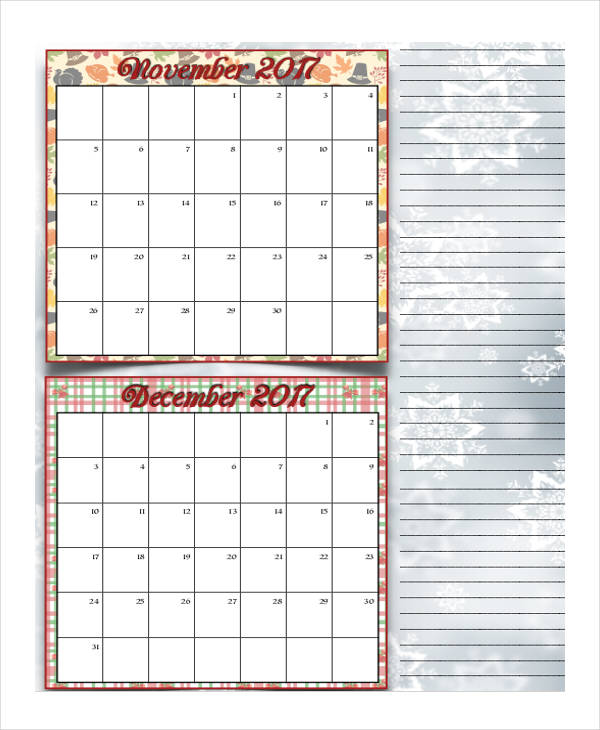 Monthly Calendar Template 14+ Free Word, PDF Format Download
