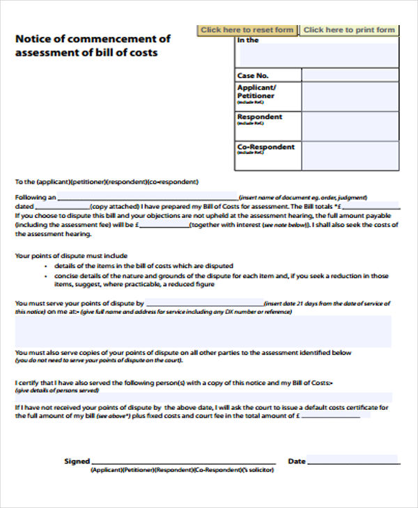 Notice of Assessment Templates 6+ Free Word, PDF Format Download