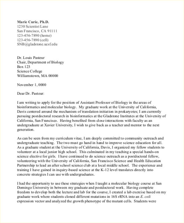 8+ Biology Cover Letters - Free Word, PDF Format Download