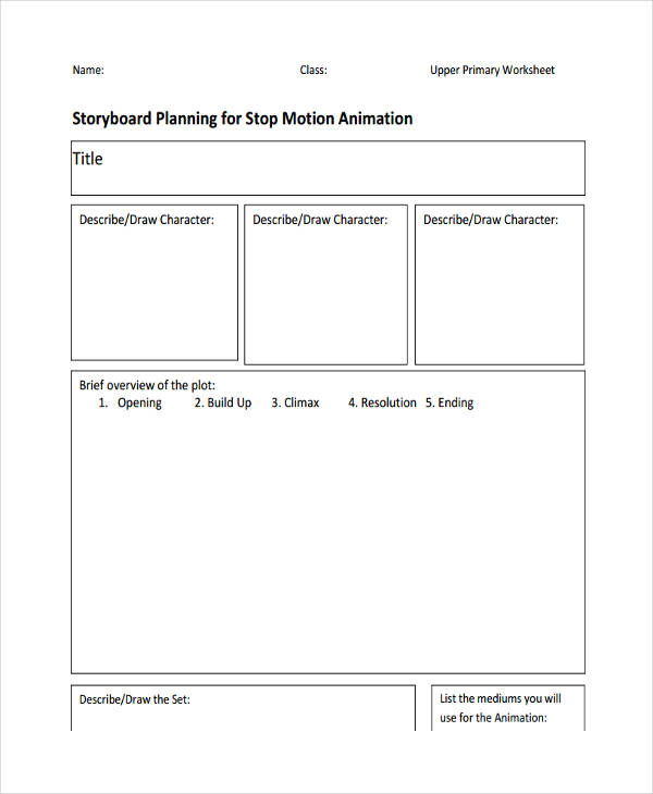 blank animation storyboard