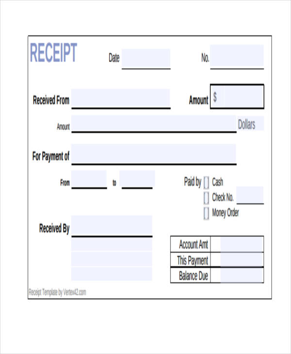 9 cash receipt templates free sample example format