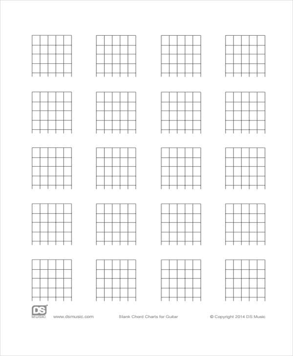 Empty Guitar Chord Chart Sheet and Chords Collection