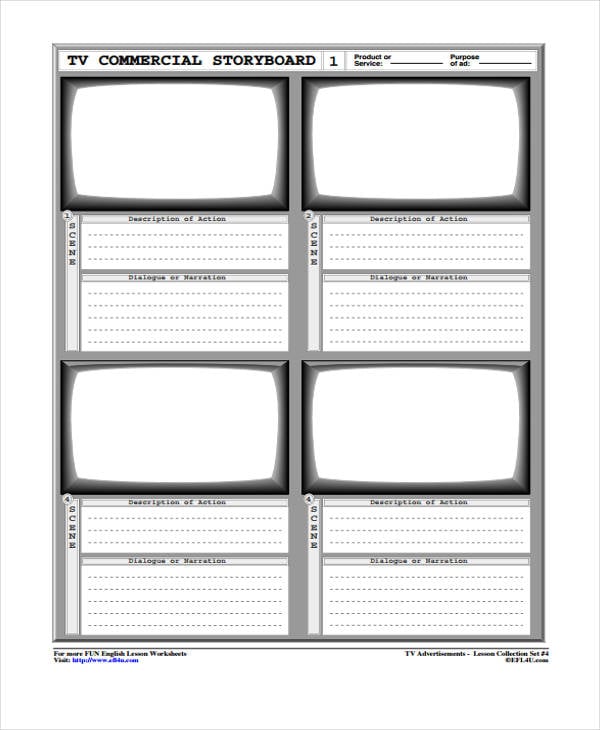 blank commercial storyboard