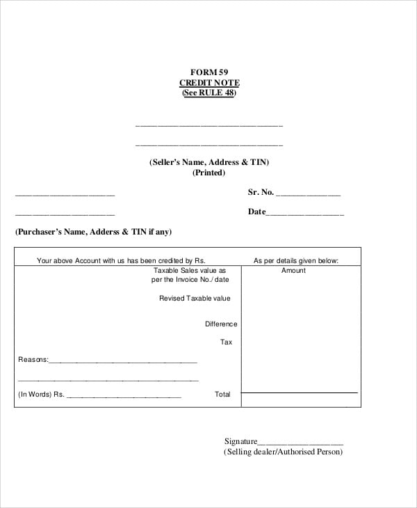 7 Credit Note Templates - Free Sample, Example Format ...