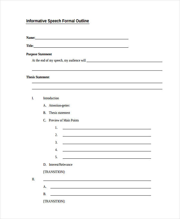 formal speech outline template