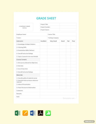 blank grade sheet template