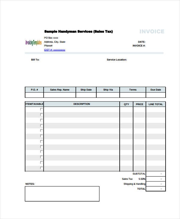 6+ Handyman Invoice Template Free Sample, Example Format Download