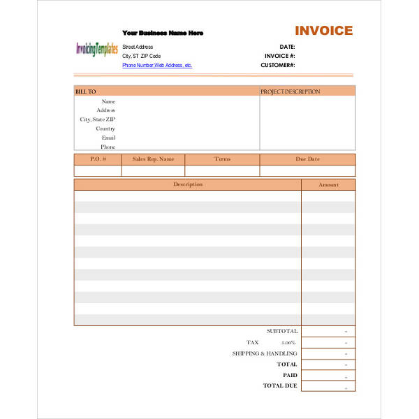 blank invoice template