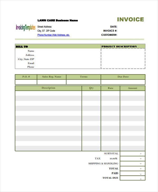 5 Lawn Care Invoice Templates Free Samples Examples Format Download Free Premium Templates