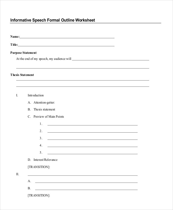 blank outline worksheet