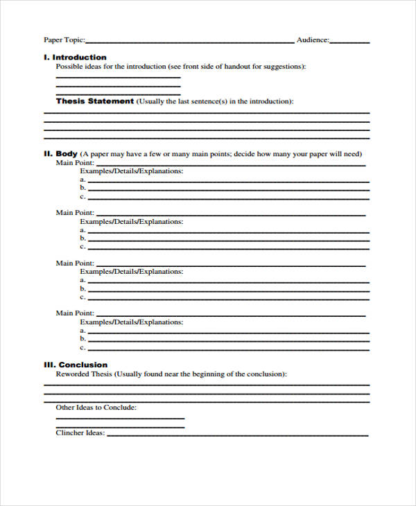 topic outline template