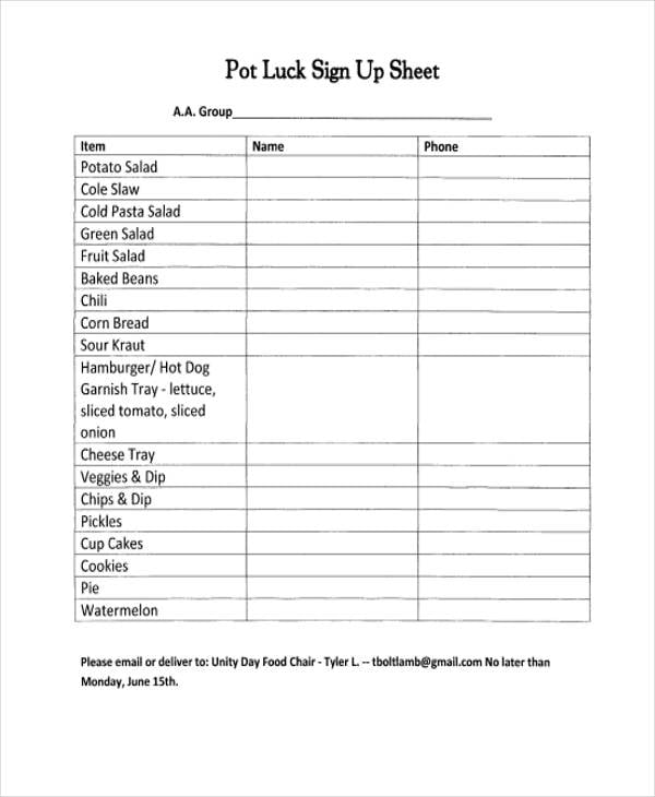 Potluck Signup Sheet Template from images.template.net