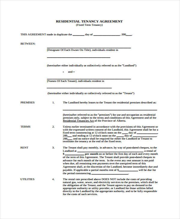 Fixed Term Tenancy Agreement Template Ablebionics