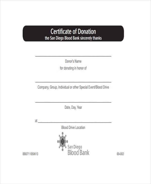 blood donation certificate