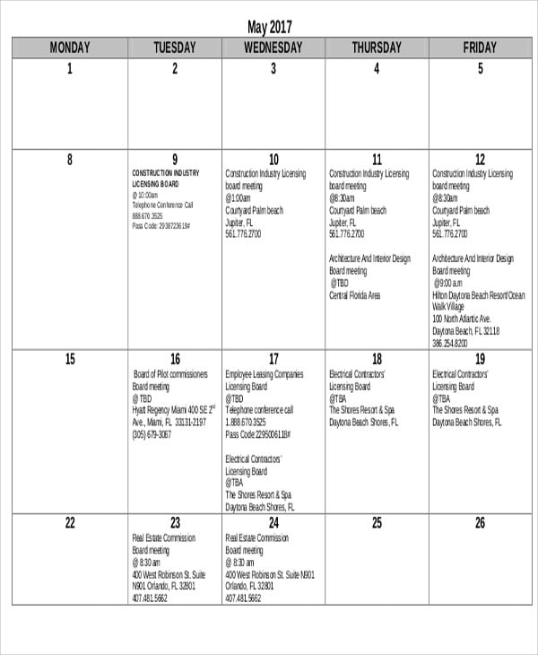 23+ Business Calendar Templates Word, PDF
