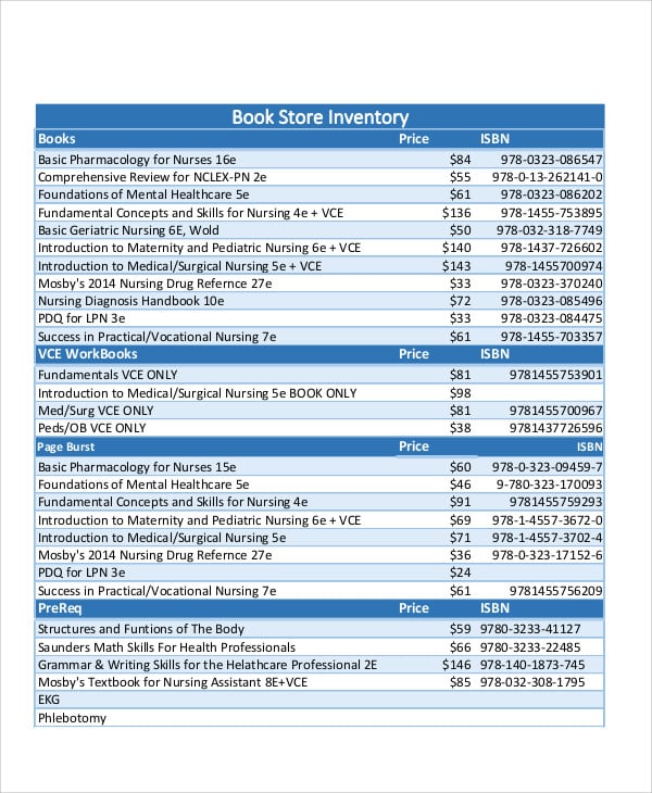 6 Book Inventory Templates Sample Example Free Premium Templates