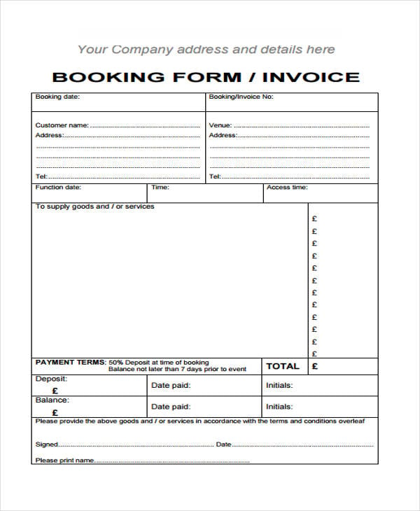 booking deposit