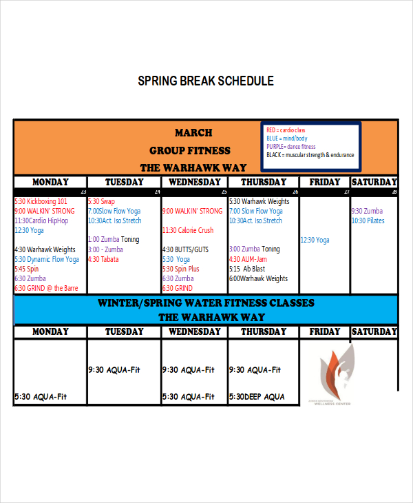 7 Break Schedule Templates Free Sample Example Format Download