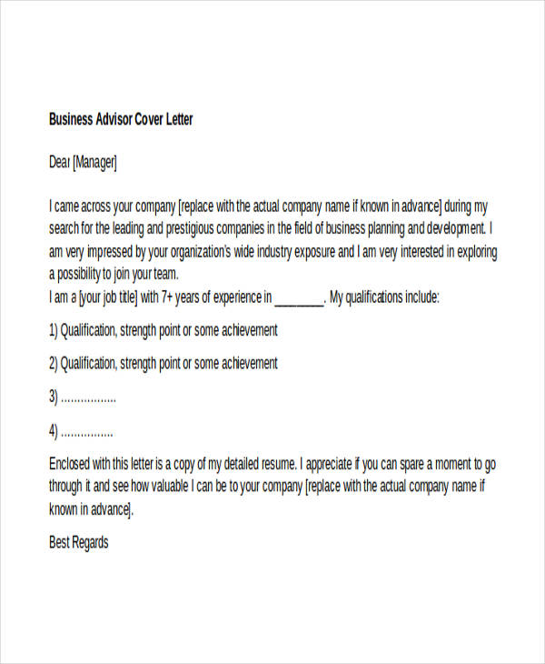 Sample Of A Simple Cover Letter