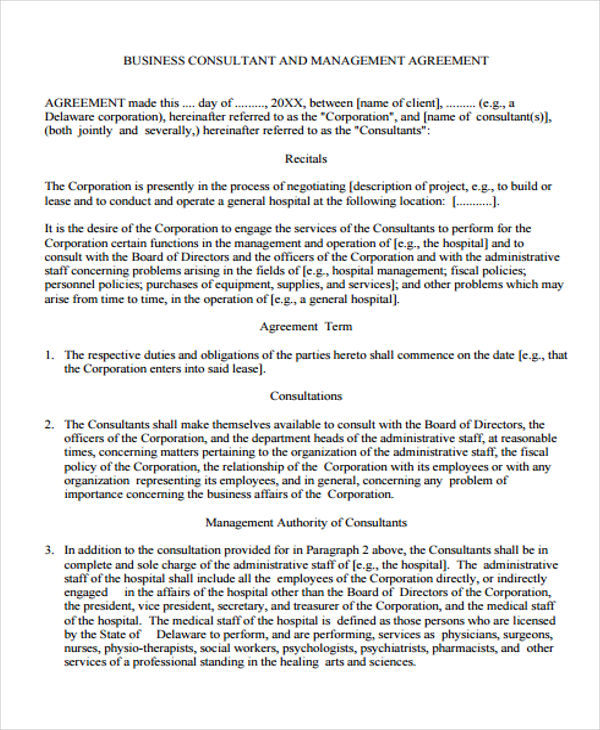 Hotel Management Agreement Template