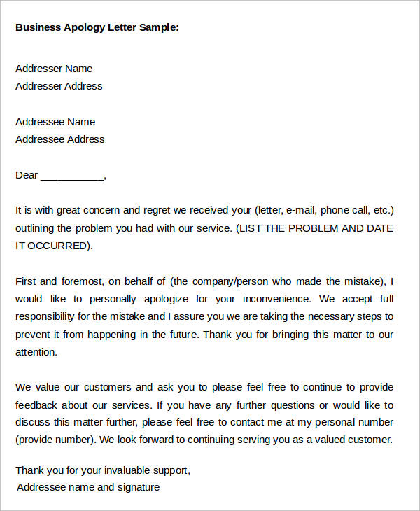 Apology Letter Templates In Word 26 Free Word Pdf Documents