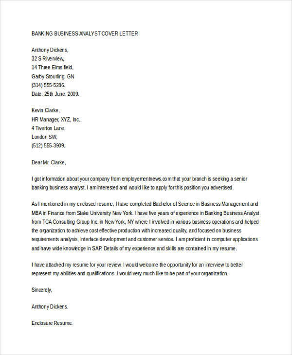 cover letter for business banking