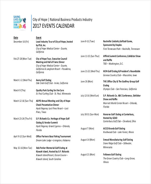 Event Calendar Template - 24+ Free Word, PDF Format Download