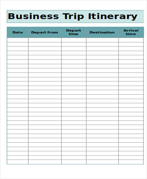 business itinerary