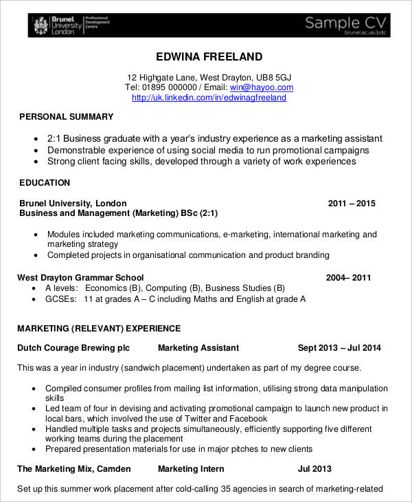 business plan curriculum vitae