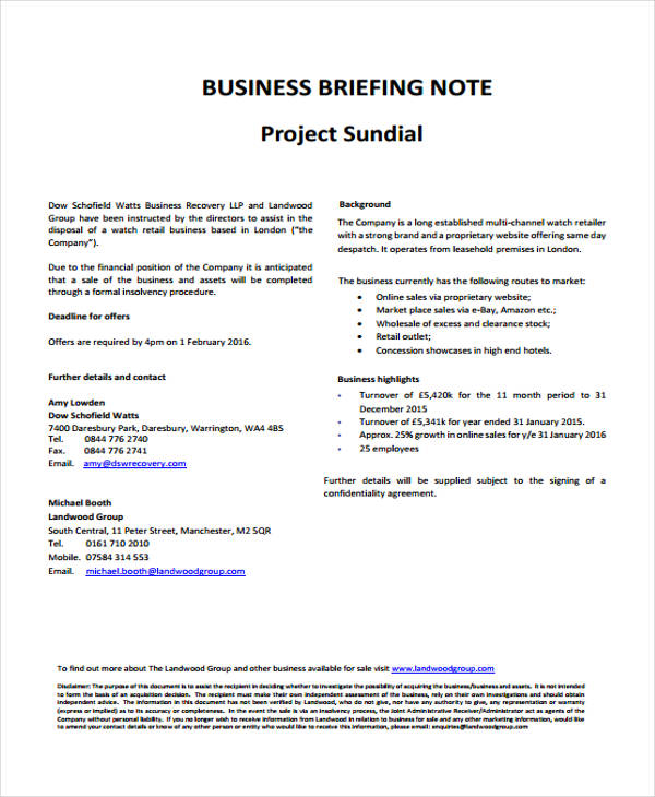 9 Briefing Note Templates Free Sample, Example Format Download
