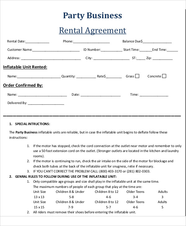 business rental agreement