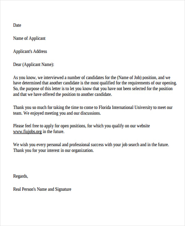 9+ Professional Rejection Letter - Free Sample, Example format Download