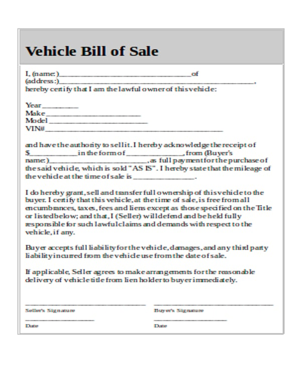 car sales receipt